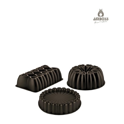 Amboss Sweet Trio 3 Parça Kek Kalıbı Seti - Siyah